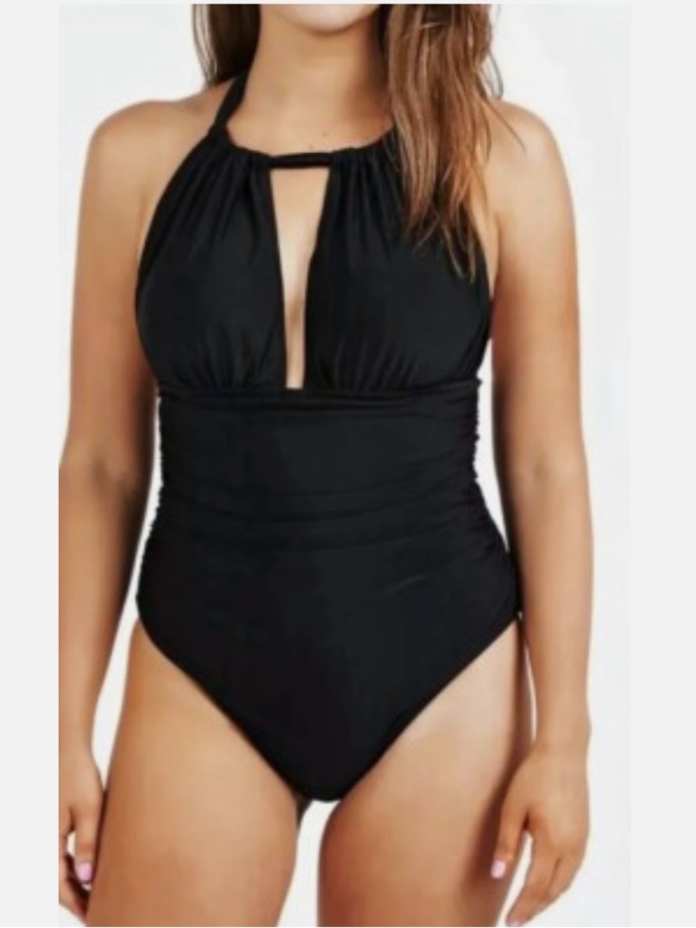 New Black Halter One-Piece Swimsuit - Classic Black